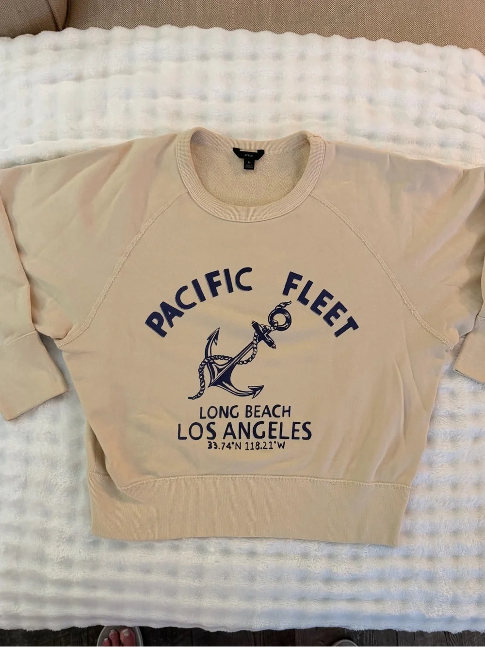 NWOT J. Crew Pacific Fleet Graphic Sweatshirt in Cream